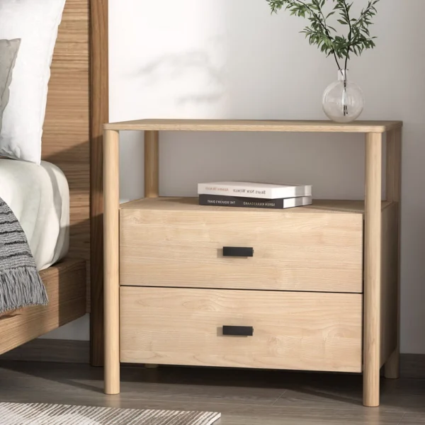Artiss Bedside Table Nightstand 2 Drawers – Pine