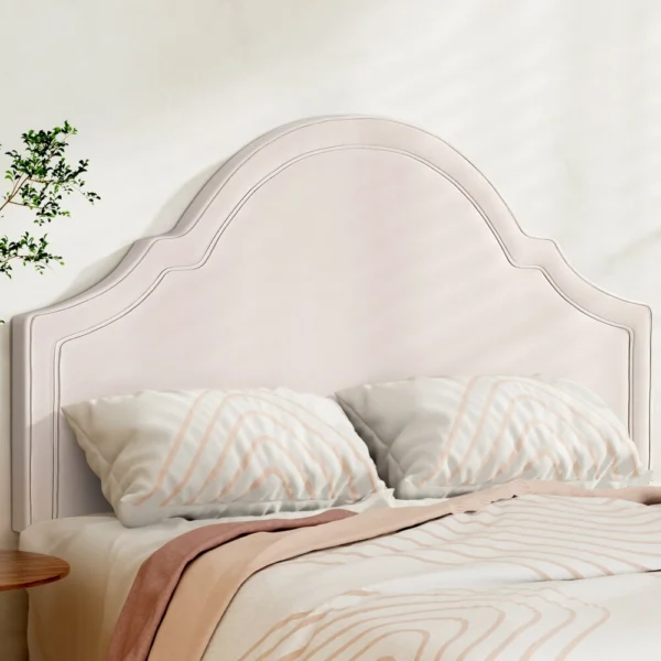 Artiss Bed Frame Bed Head Headboard Queen Velvet IRIS – Beige