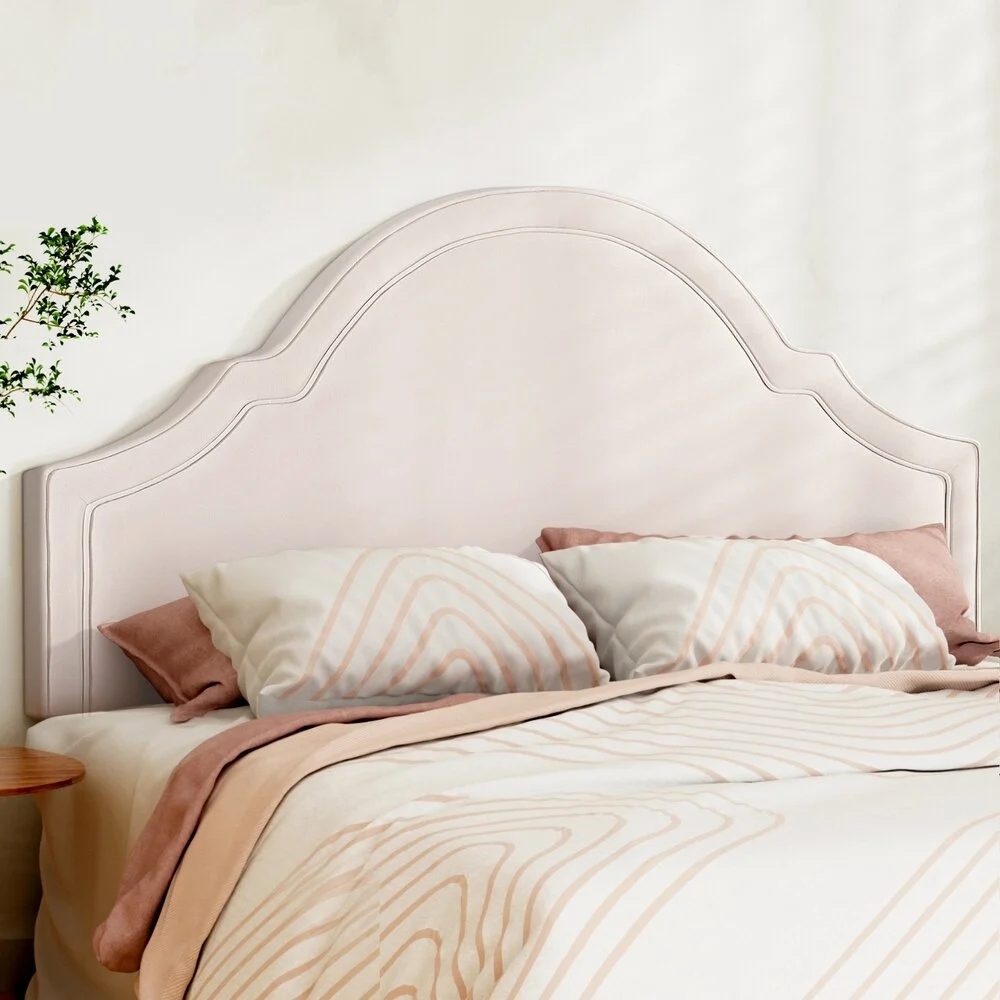 Artiss Bed Frame Bed Head Headboard King Velvet IRIS – Beige