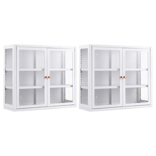 Artiss Buffet Cabinet Sideboard X2 Wall Mounted Clear Display Storage 60 cm – White