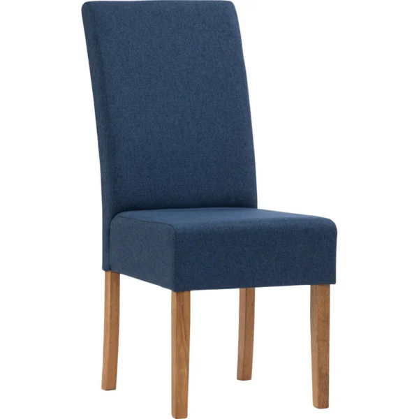 Mesi Dining Chair x2 – Natural Colour Legs Blue Colour Challis Fabric Upholstery