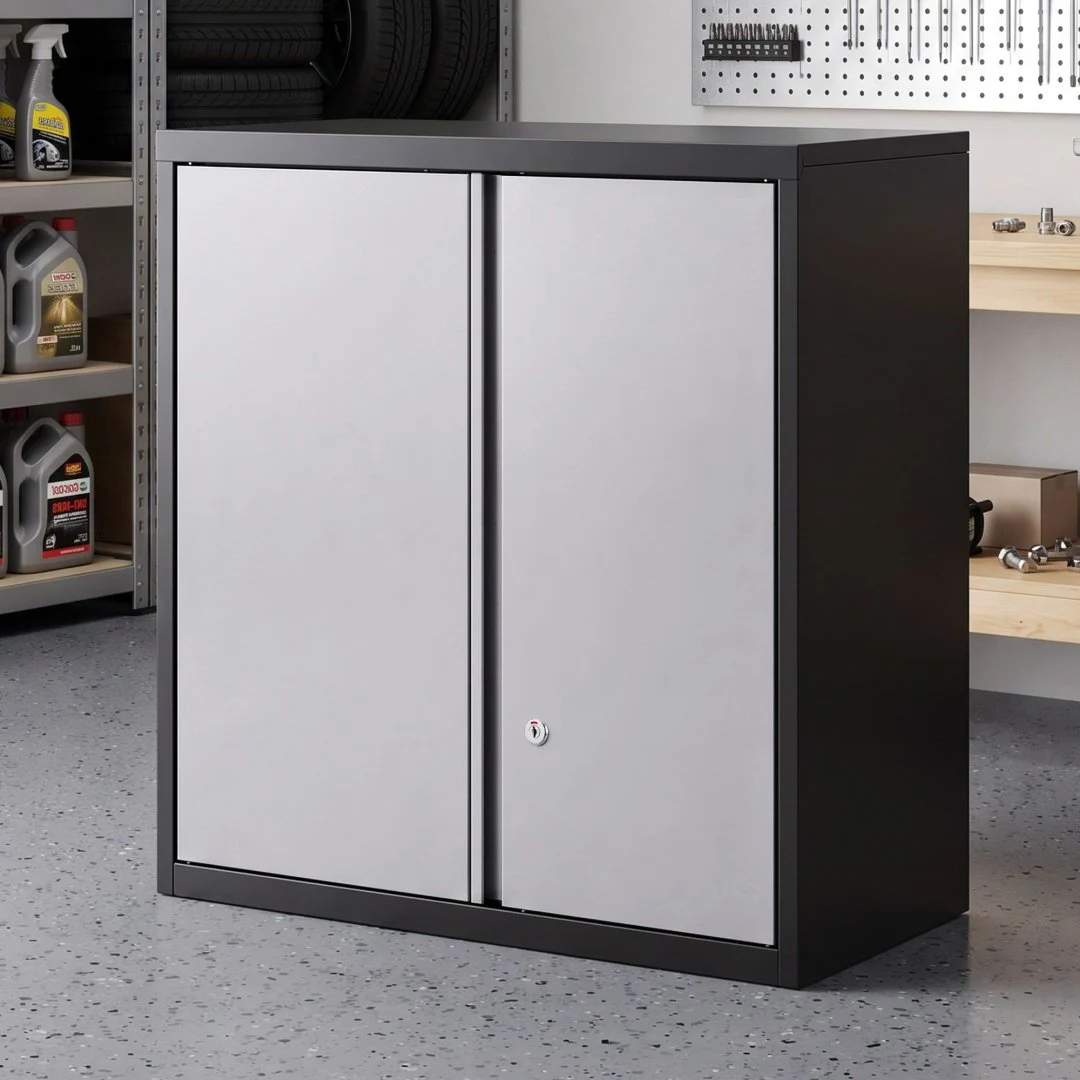 Giantz Steel Tool Cabinet Wall Mount Adjustable Shelf Garage Storage Lockable Black – Grey