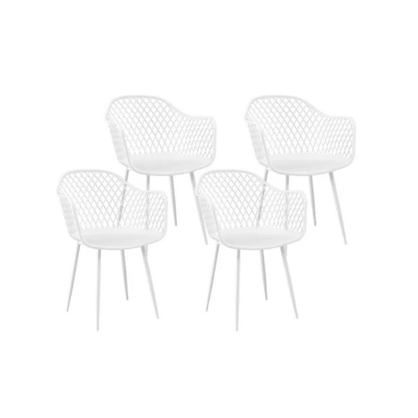 Gardeon 4-Piece Outdoor Dining Chairs PP Lounge Chair Patio Furniture Garden – White