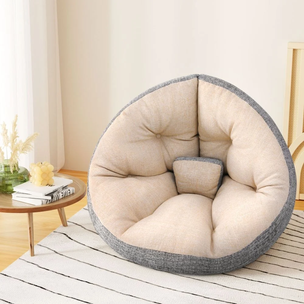 Artiss Floor Lounge Sofa Bed Chair Foldable Washable – Beige