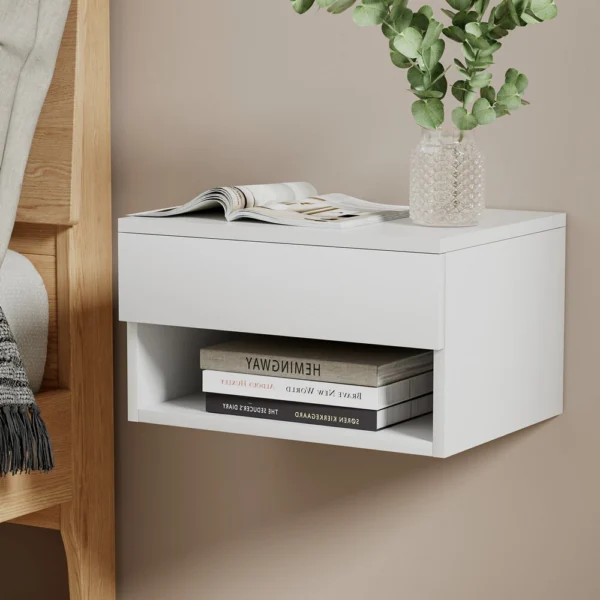 Artiss Floating Bedside Table Nightstand Drawer – White
