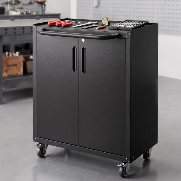 Giantz Rolling Tool Cabinet Heavy-Duty Storage Cabinet Adjustable Shelf – Black