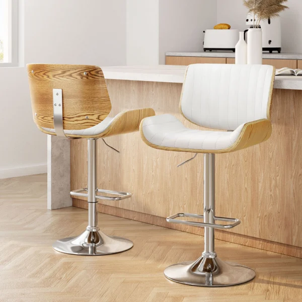 Artiss 2x Bar Stools Adjustable PU Leather Chairs