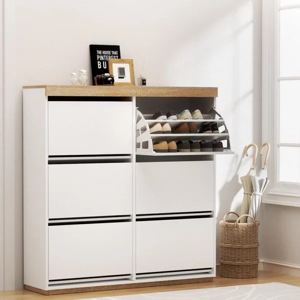 Artiss Shoe Rack Cabinet 3-Tier 45 Pairs – White