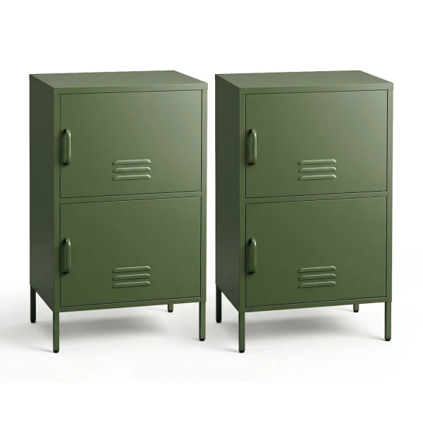 Artiss 2x Buffet Sideboard Cabinet Storage Cupboard 2 Doors Metal Green Double
