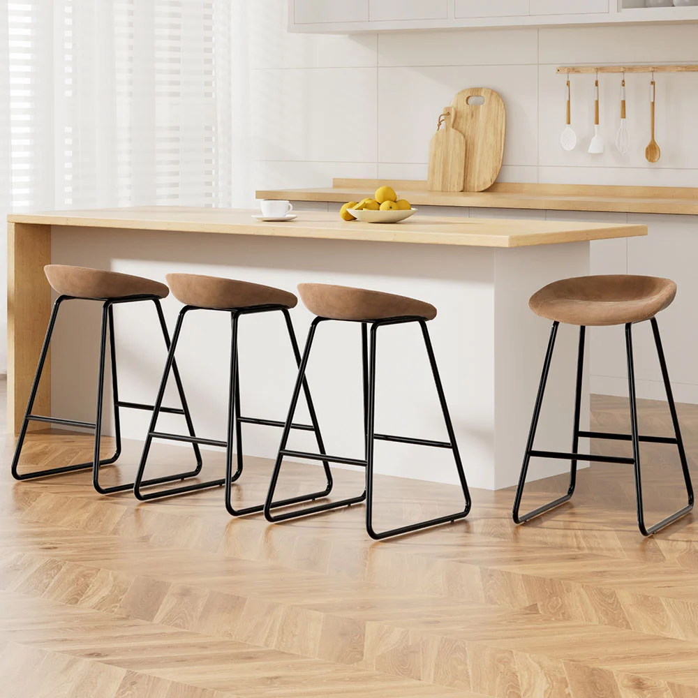 Artiss 4x Bar Stools Kitchen Dining Chairs Counter Stool PU Leather Metal – Brown