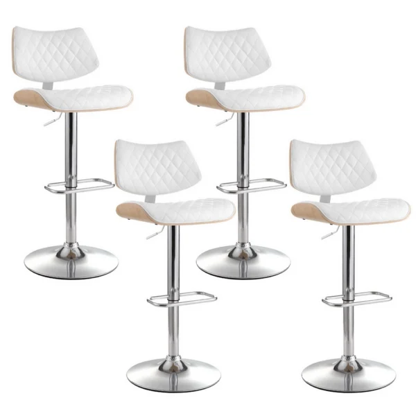 Artiss 4x Bar Stools Kitchen Dining Chairs Gas Lift Stool Wooden PU Leather – White