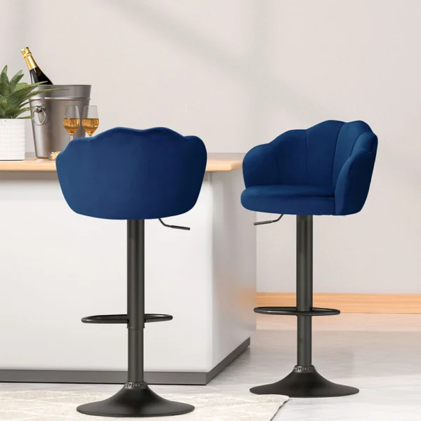 Artiss 4x Bar Stools Gas Lift Velvet – Blue