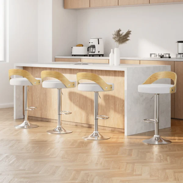 Artiss 4x Bar Stools Adjustable PU Leather Padded – White