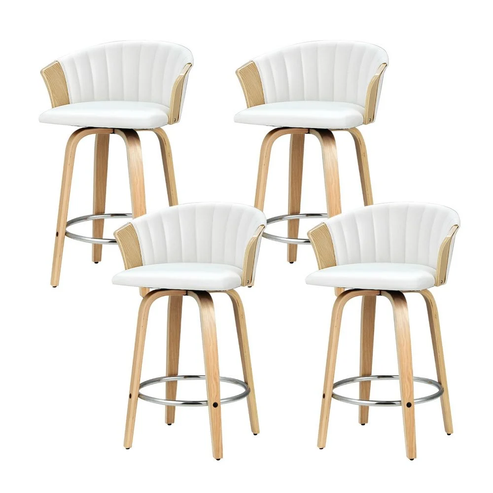 Artiss 4x Bar Stools Swivel PU Leather Chairs Wooden