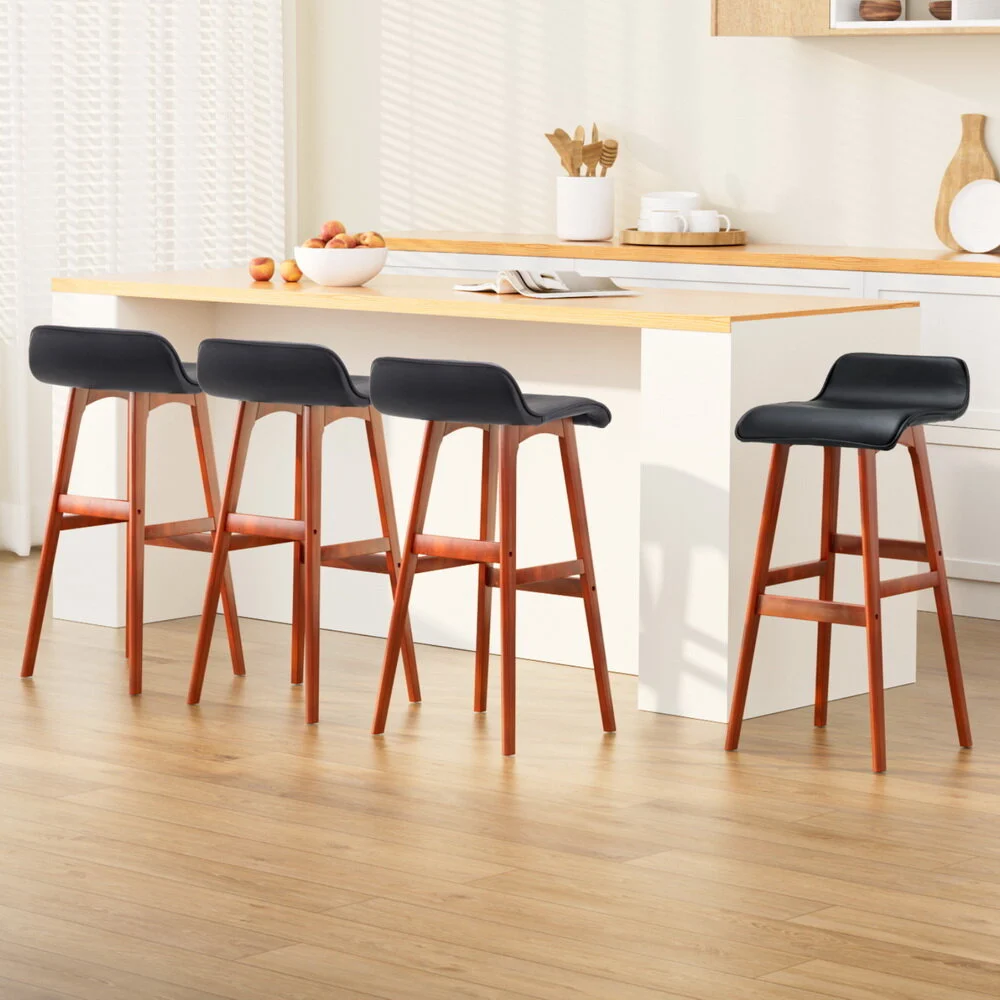 Artiss 4x Bar Stools Wooden Stool – Black