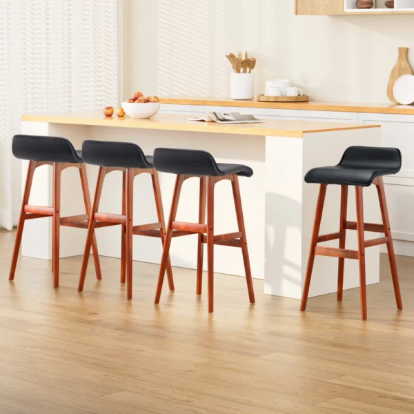 Artiss 4x Bar Stools Wooden Stool – Black