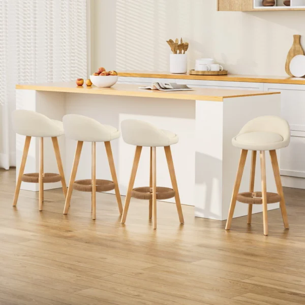 Artiss 4x Padded PU Leather Wooden Bar Stools – Beige