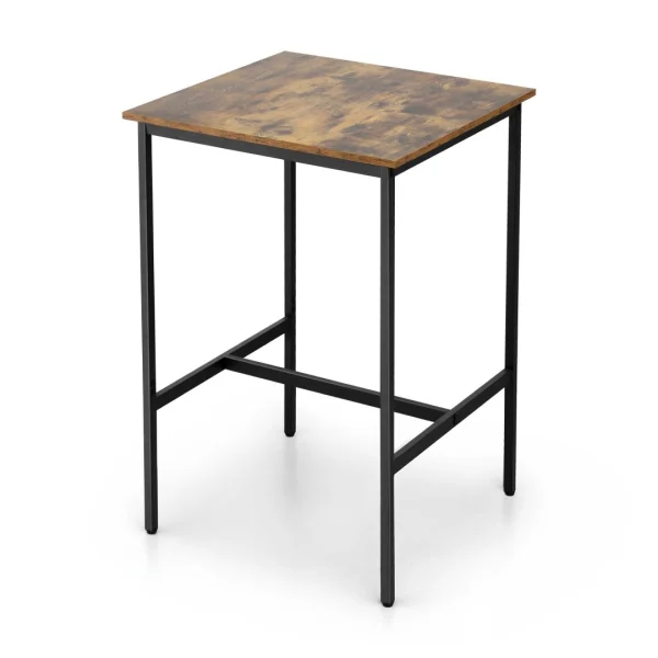 Artiss Bar Table Counter Kitchen Dining Desk Pub 60x92 cm Vintage Metal – Walnut