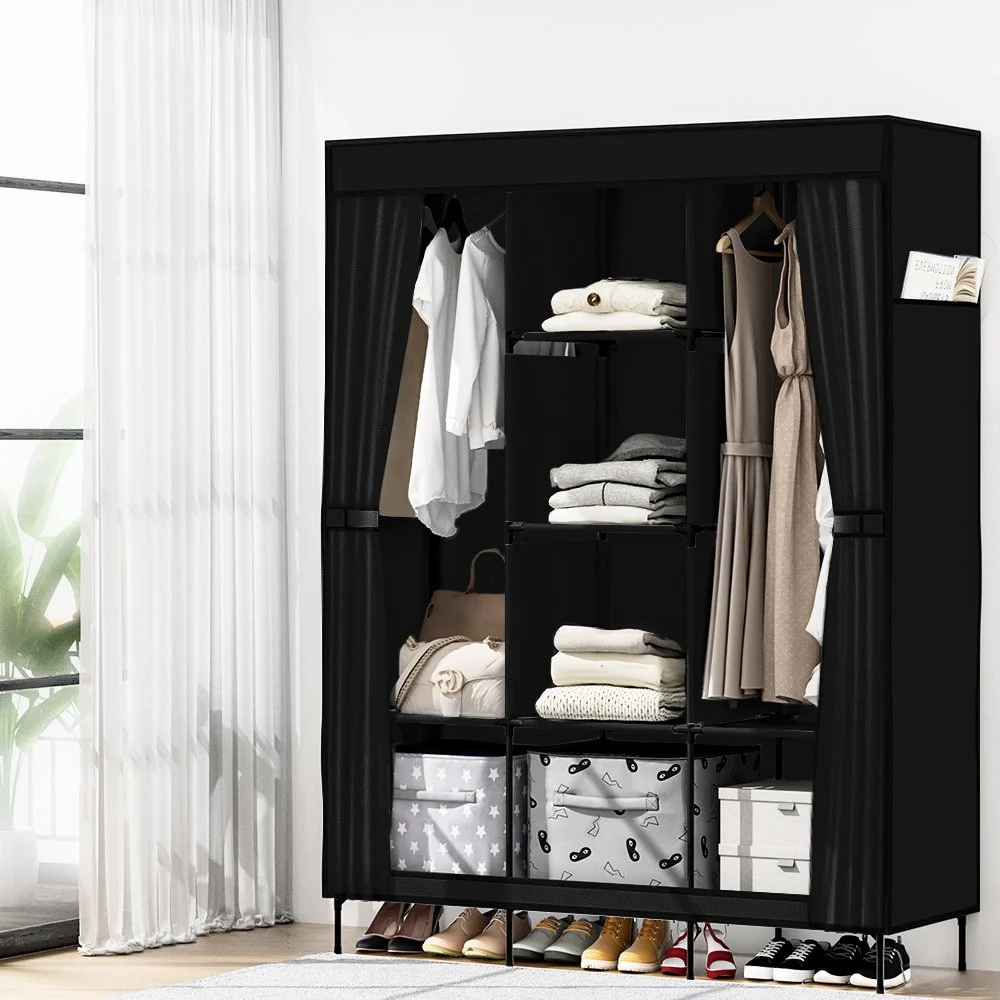 Artiss Large Portable Clothes Closet Wardrobe with Shelf – Black