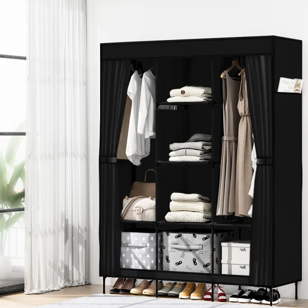 Artiss Large Portable Clothes Closet Wardrobe with Shelf – Black