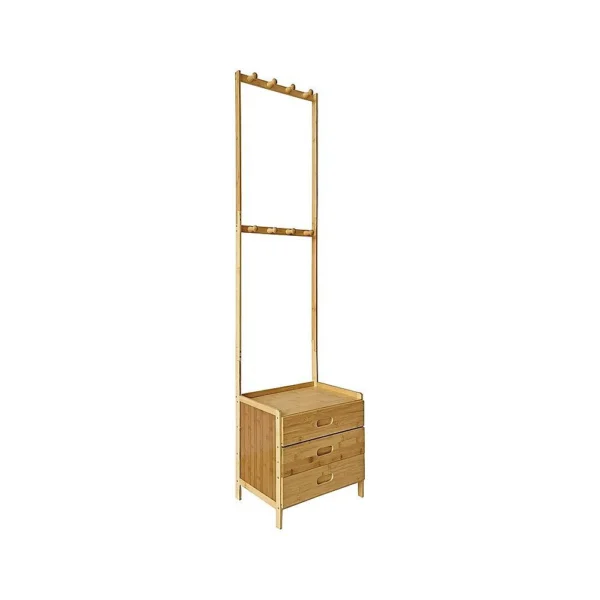 Wooden Hall Stand Floor Coat Rack with Drawer Modern Minimalist Style