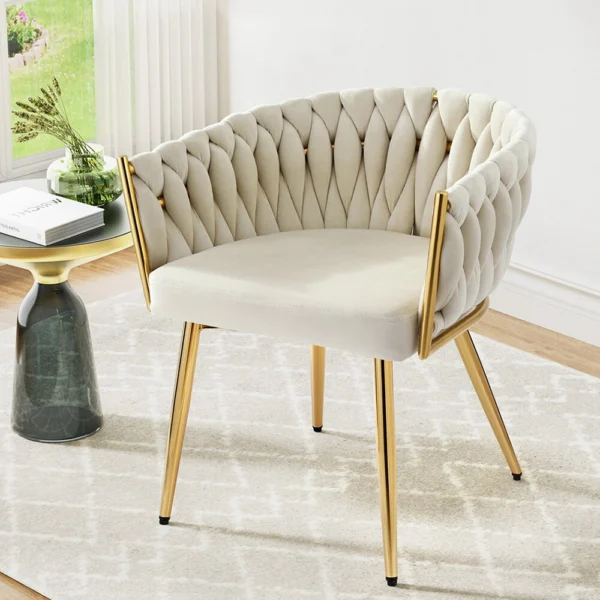 1 Artiss Dining Chair Velvet Armchair – Beige