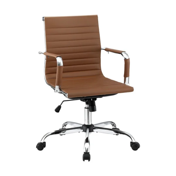 Artiss Office Chair Conference Chairs PU Leather Mid Back – Brown