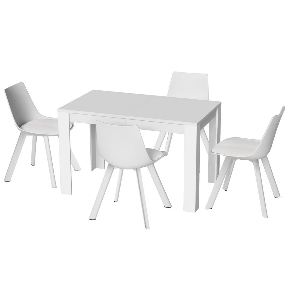 1 Artiss Dining Table and 4 Chairs Set Rectangle – White