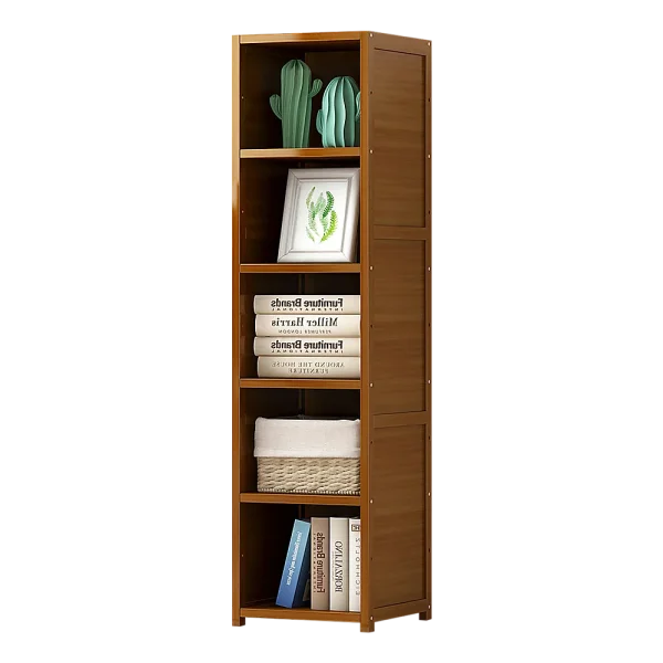 Bamboo 5-Shelf Bookcase – Tall Display Storage Rack Stand for Living Room, Bedroom, Office or Home Organisation