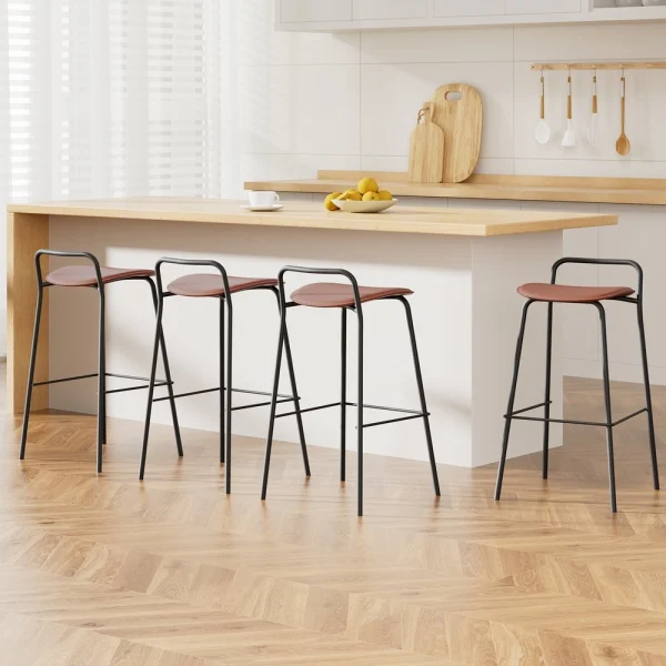 4x Artiss Bar Stools Kitchen Counter Dining Chair Metal – Brown
