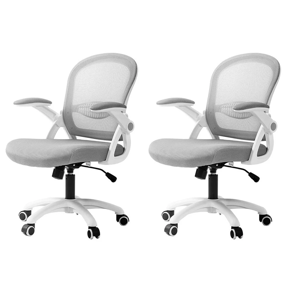 Artiss 2x Mesh Office Chair Computer Gaming Desk Chairs Work Study Mid Back – Grey