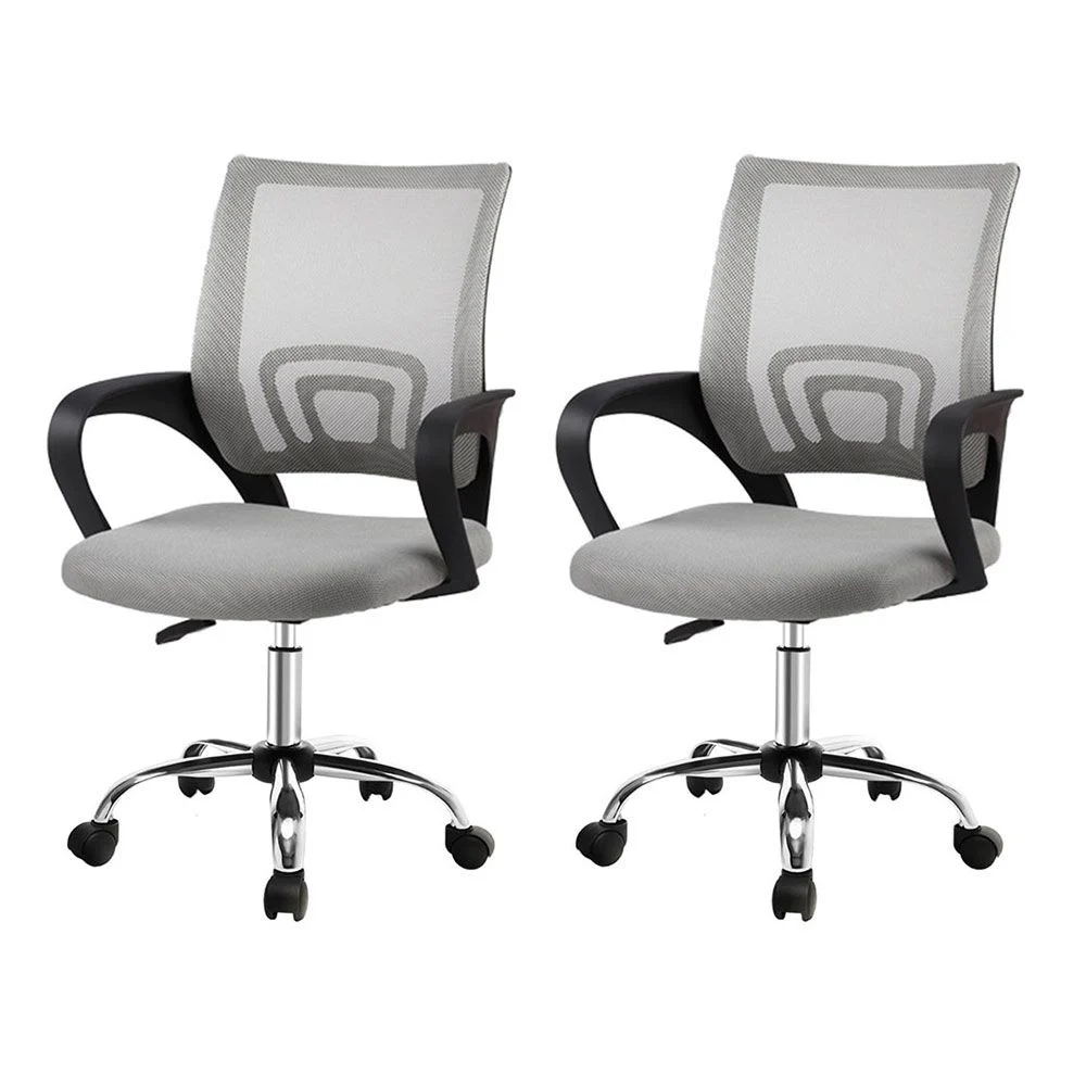 Artiss 2x Mesh Office Chair Mid Back – Grey