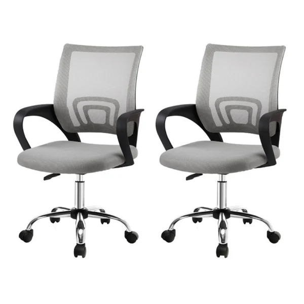 Artiss 2x Mesh Office Chair Mid Back – Grey