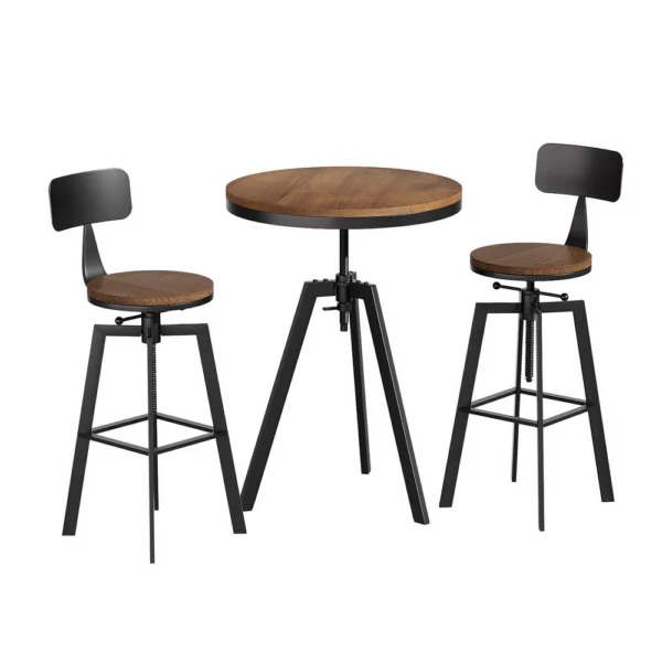 Artiss Bar Table and Stools Set Dining Desk Industrial Kitchen Chairs Cafe Pub