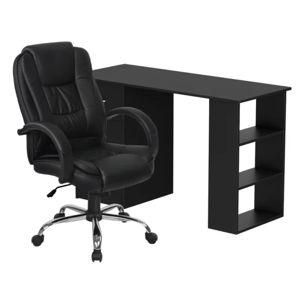Artiss Computer Desk 120 cm Executive Office Chair Set PU Leather High Back – Black