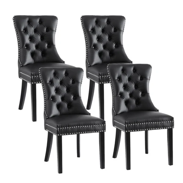1 Set of 4 Artiss Dining Chairs Black PU Leather