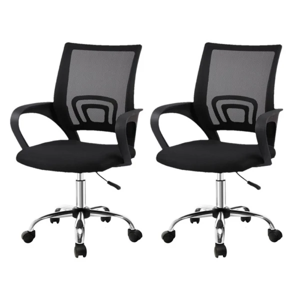 Artiss 2x Mesh Office Chair Mid Back – Black
