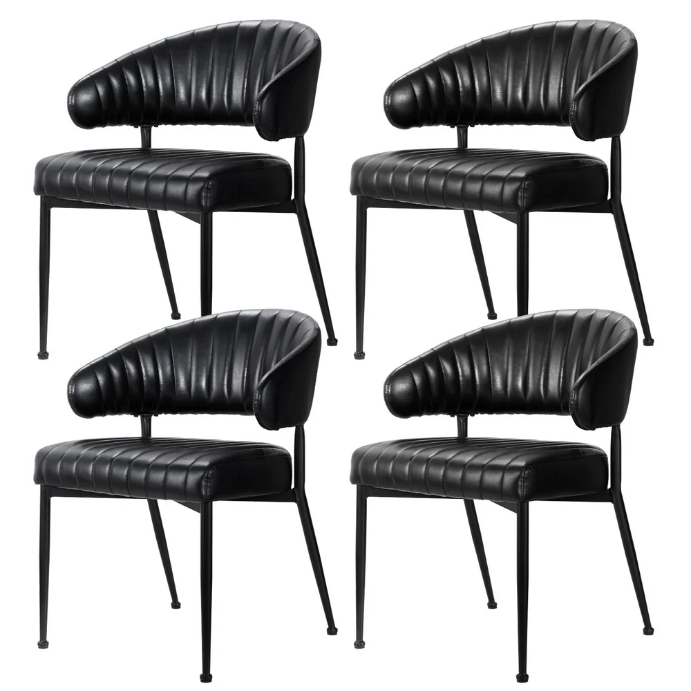 Artiss Dining Chairs Set of 4 PU Leather Hollow Armchair – Black