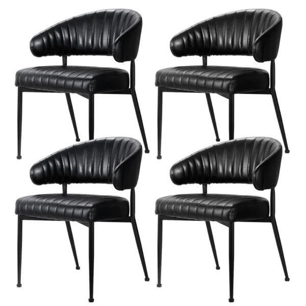 Artiss Dining Chairs Set of 4 PU Leather Hollow Armchair – Black