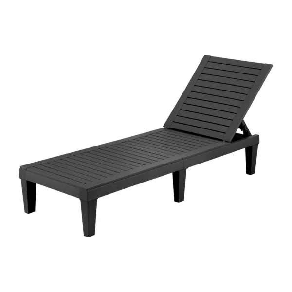 Gardeon Sun Lounge Adjustable Recliner Patio Outdoor Furniture Lightweight – Black