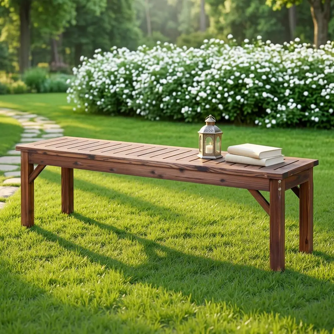 Gardeon Garden Benches Garden Seating Backless Timber Seat 150 cm – Brown