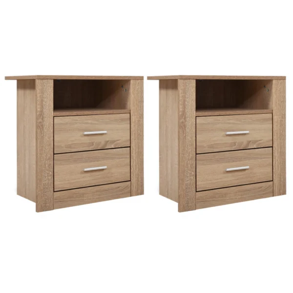 Artiss TARA 2X Bedside Table 2 Drawers with Shelf – Oak