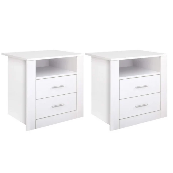 Artiss TARA 2 X Bedside Table 2 Drawers with Shelf – White
