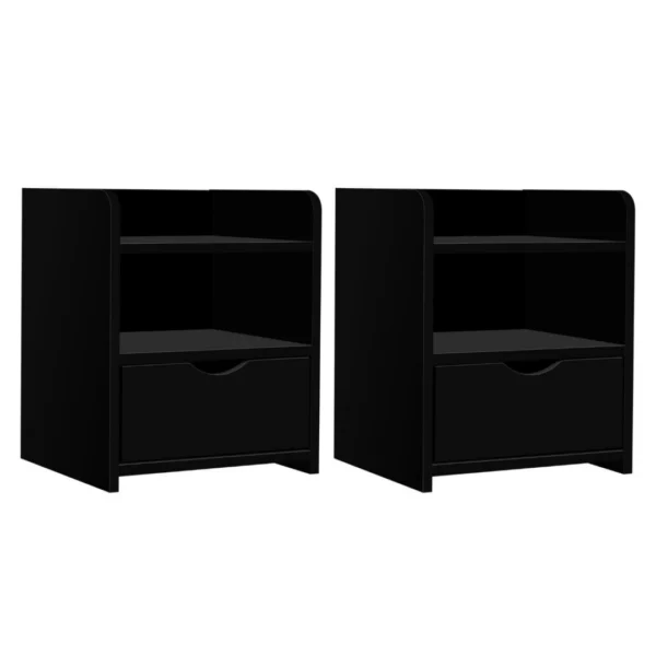 Artiss FARA 2X Bedside Table 1 Drawer with Shelf – Black