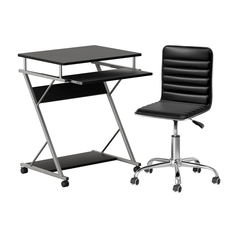 Artiss Computer Desk Office Chair Set Desks with Keyboard Shelf Try – Black