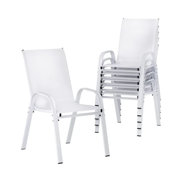 Gardeon 6-Piece Outdoor Dining Chairs Stackable Lounge Chair Patio Furniture – White