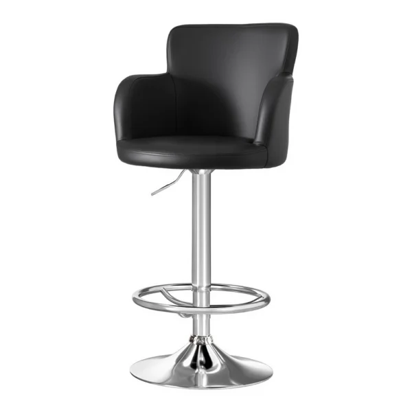 Artiss 1x Leather Bar Stools Swivel Adjustable Gas Lift PU Counter Chairs – Black