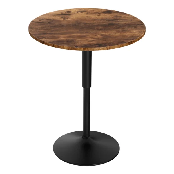 Artiss Height Adjustable Bar Table 360 Swivel Round Gaslift Design 60 cm Rustic Brown – Black