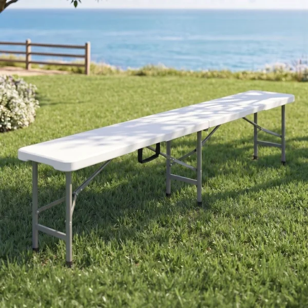 Gardeon 180 cm Folding Garden Bench Portable Trestle Seat HDPE Fold in Half – White