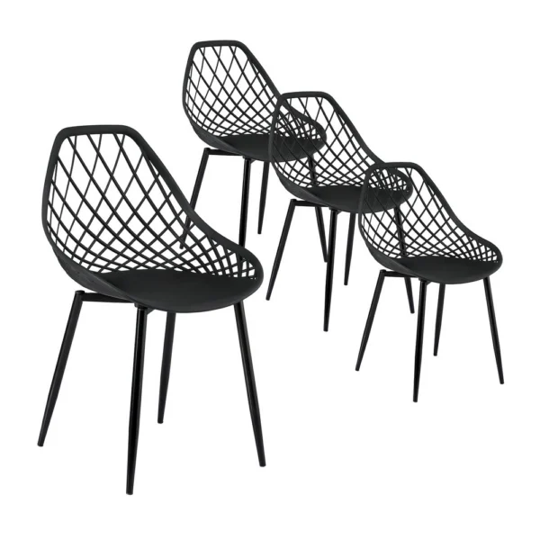 Gardeon 4-Piece Outdoor Dining Chairs PP Lounge Chair Patio Garden Furniture – Black